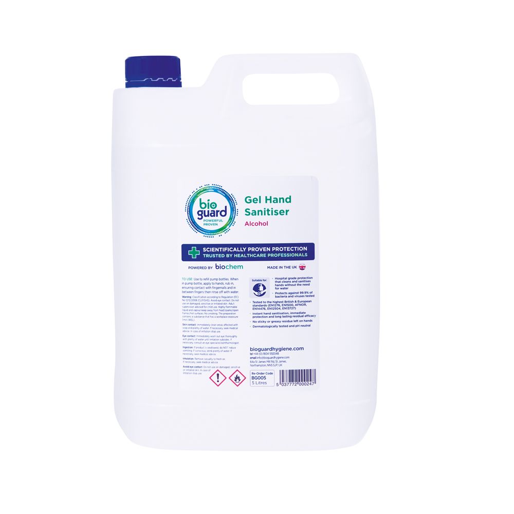 2d94bf71-9f7b-4e23-a7f6-f1a935c99176.jpg Bioguard Alcohol Hand Gel Sanitiser 5 Litre - Image 1