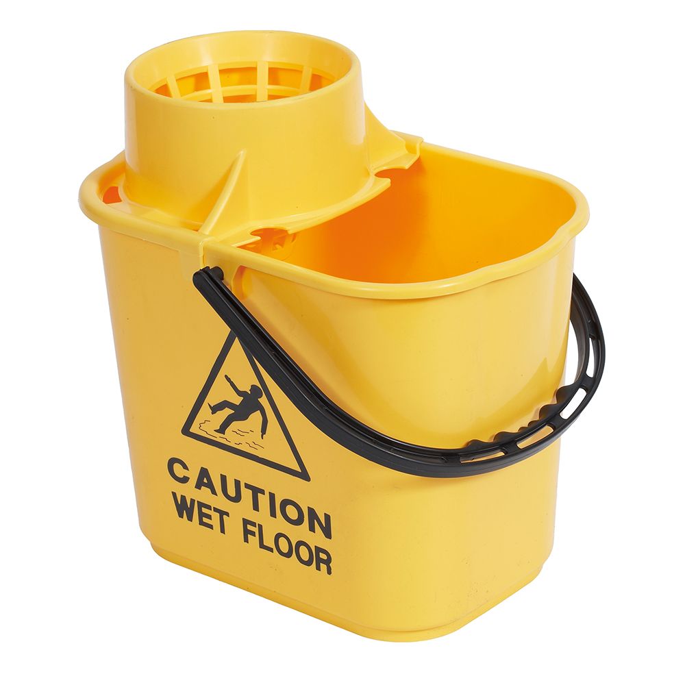 63e95958-4ee2-4411-9965-93f878e5f206.jpg 15 Litre Professional Mop Bucket with Wringer YELLOW - Image 1