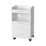 Elegant White Lacquered Wooden Trolley with Drawers 1035A